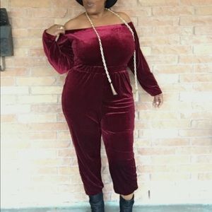 Velour Off the shoulder romper